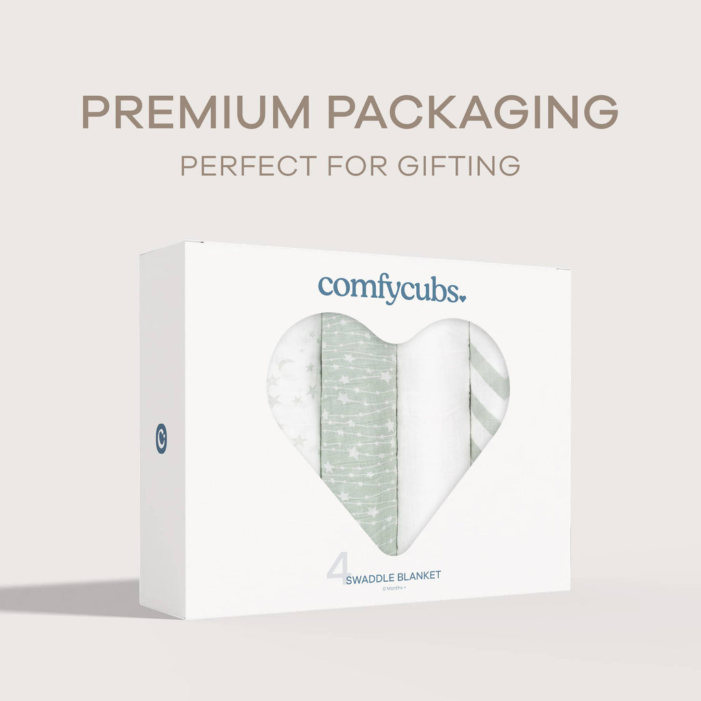Muslin Swaddle Blankets, Pack of 4, 47" x 47" by Comfy Cubs