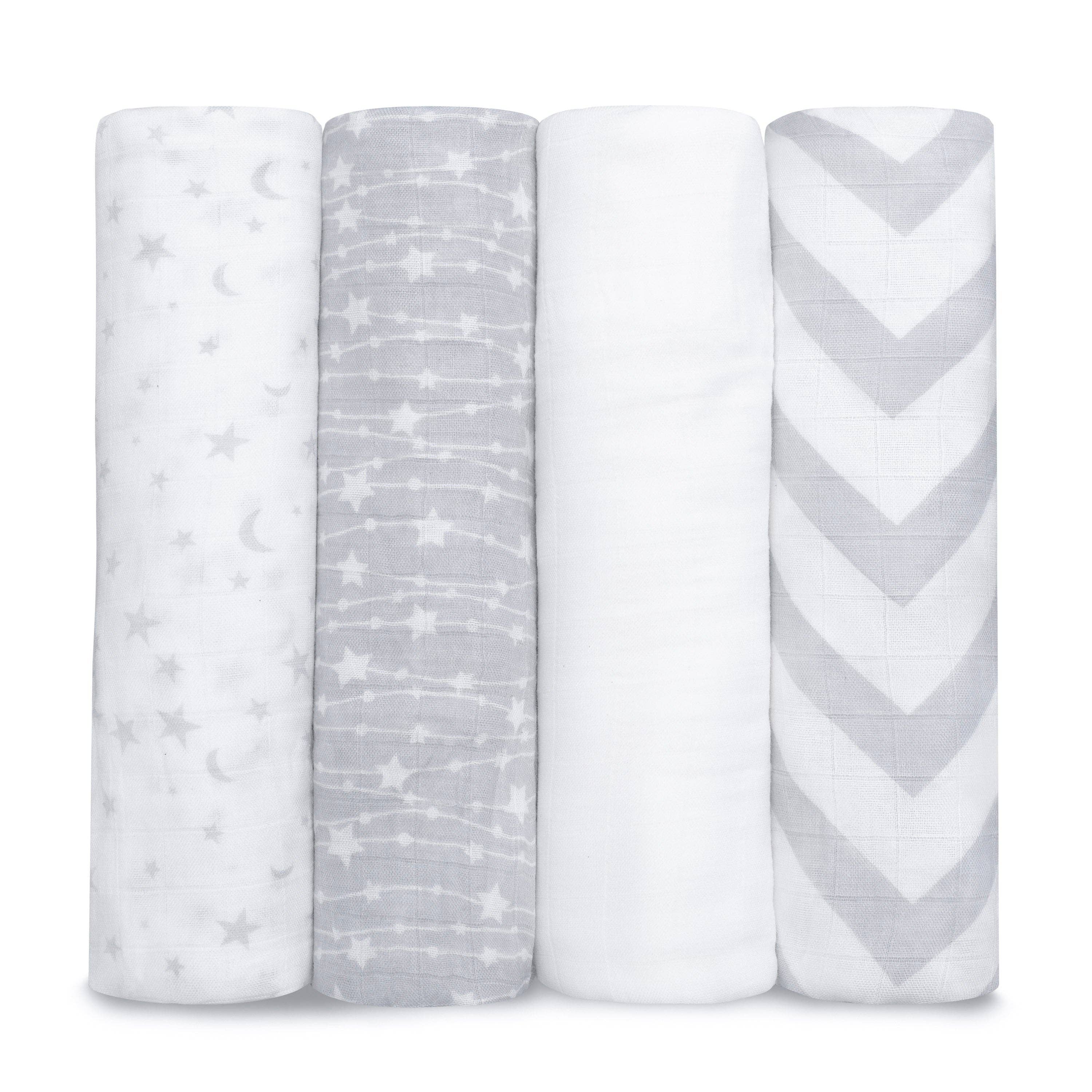Muslin Swaddle Blankets, Pack of 4, 47" x 47" by Comfy Cubs