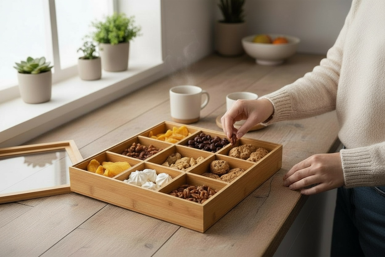 Bamboo Snack Box – 33.5 x 33.5 x 6 cm – Kitchen Snack Storage Box