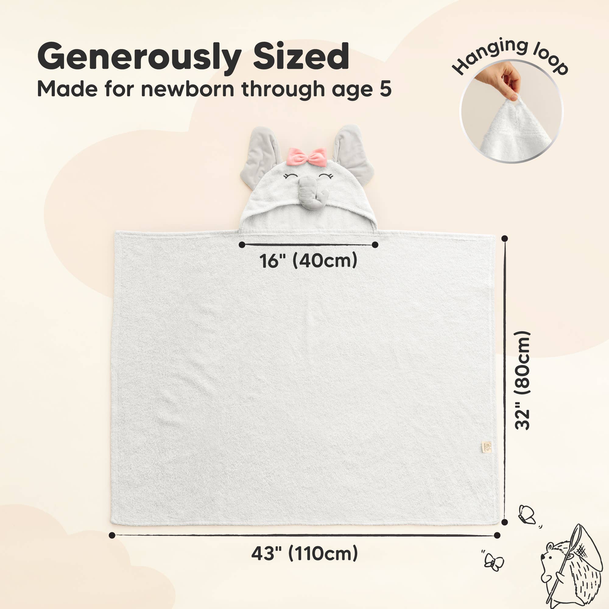 Playpals Hooded Baby Bath Towels for Newborn