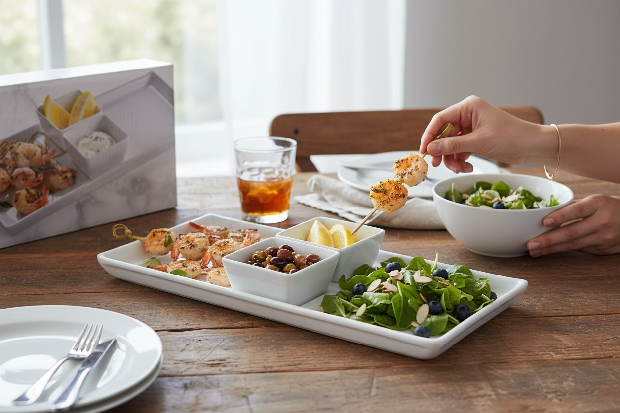 3pc Serving Plate Set – Serving Plate for Desserts and Appetizers with Dip