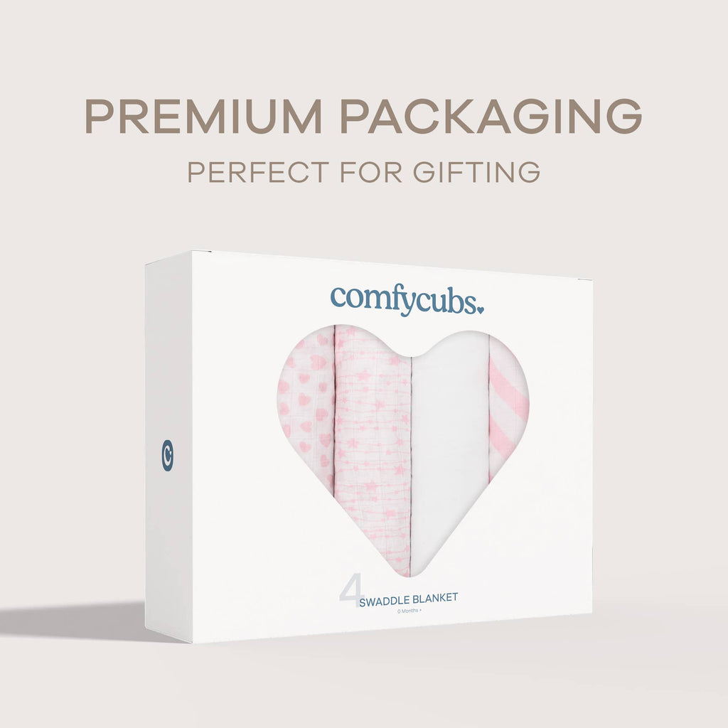 Muslin Swaddle Blankets, Pack of 4, 47" x 47" by Comfy Cubs