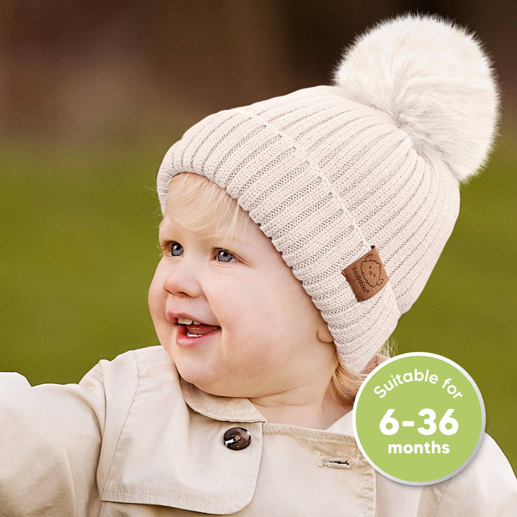 KeaBabies 2-Pack Pom Knitted Beanie