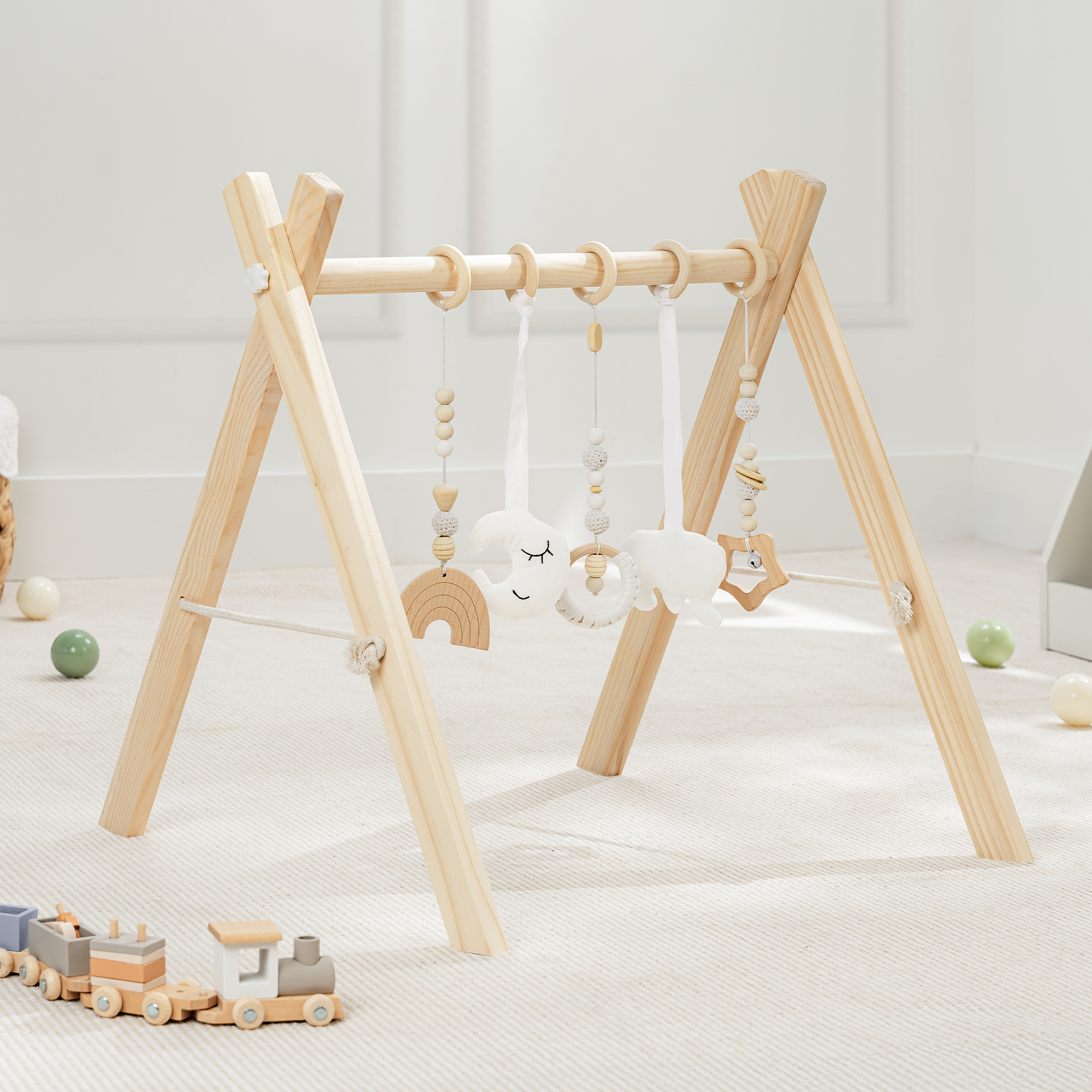 Wooden Baby Play Gym, Baby Activity Gym by Comfy Cubs