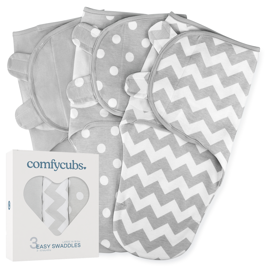 Easy Swaddle Blanket, 3 Pack - 100% Cotton by Comfy Cubs