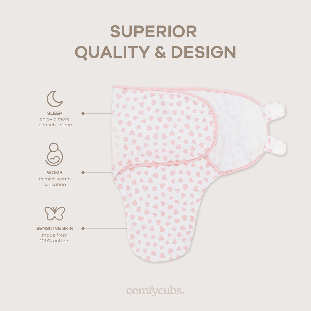 Easy Swaddle Blanket, 3 Pack - 100% Cotton by Comfy Cubs