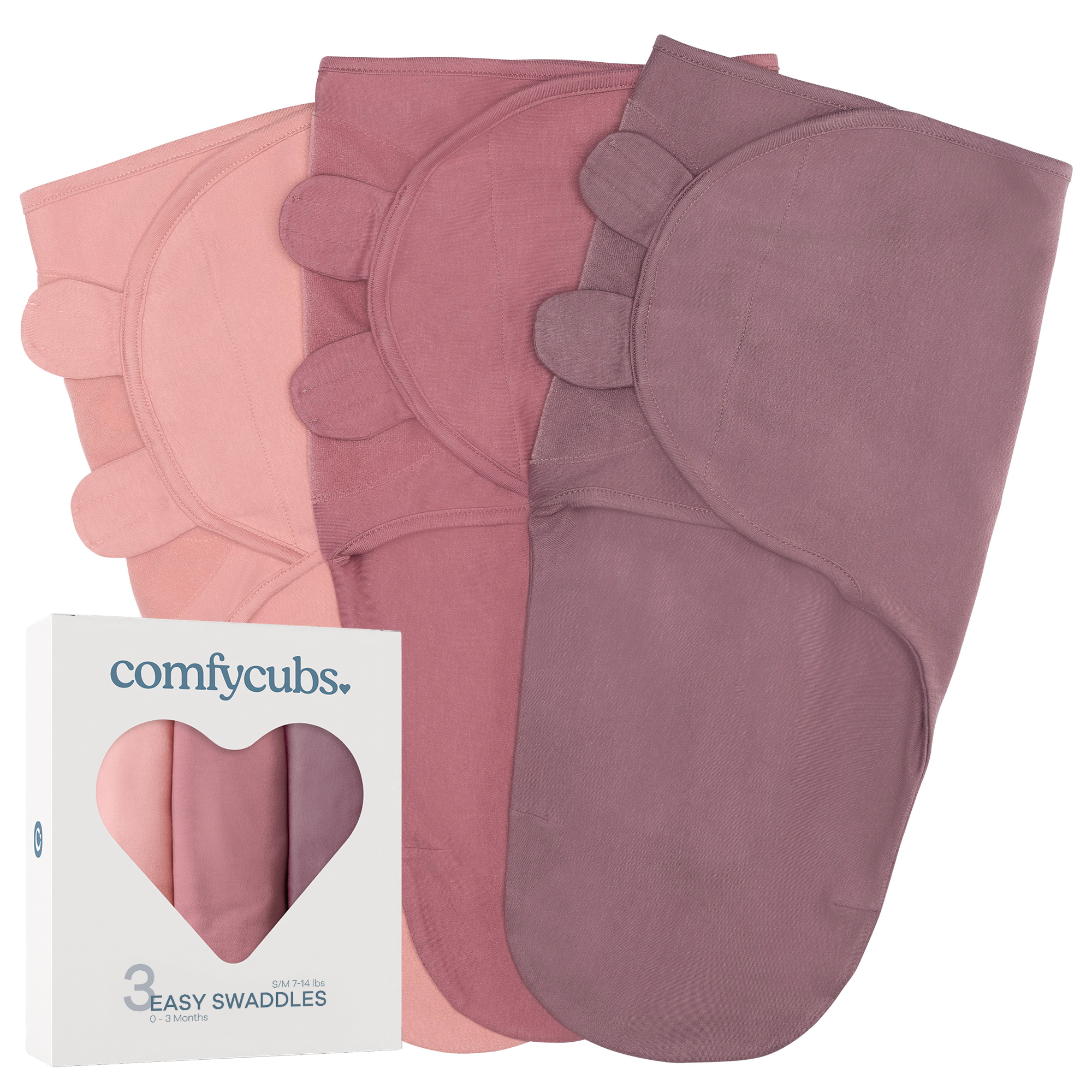 Easy Swaddle Blanket, 3 Pack - 100% Cotton by Comfy Cubs