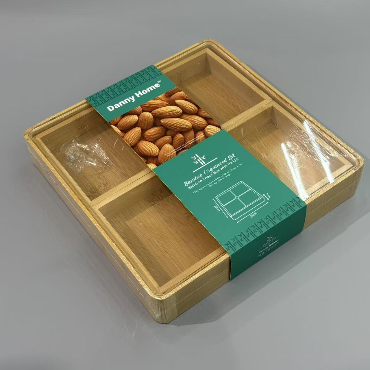 Bamboo Snack Box – 28 x 28 x 5 cm – Kitchen Snack Storage Box