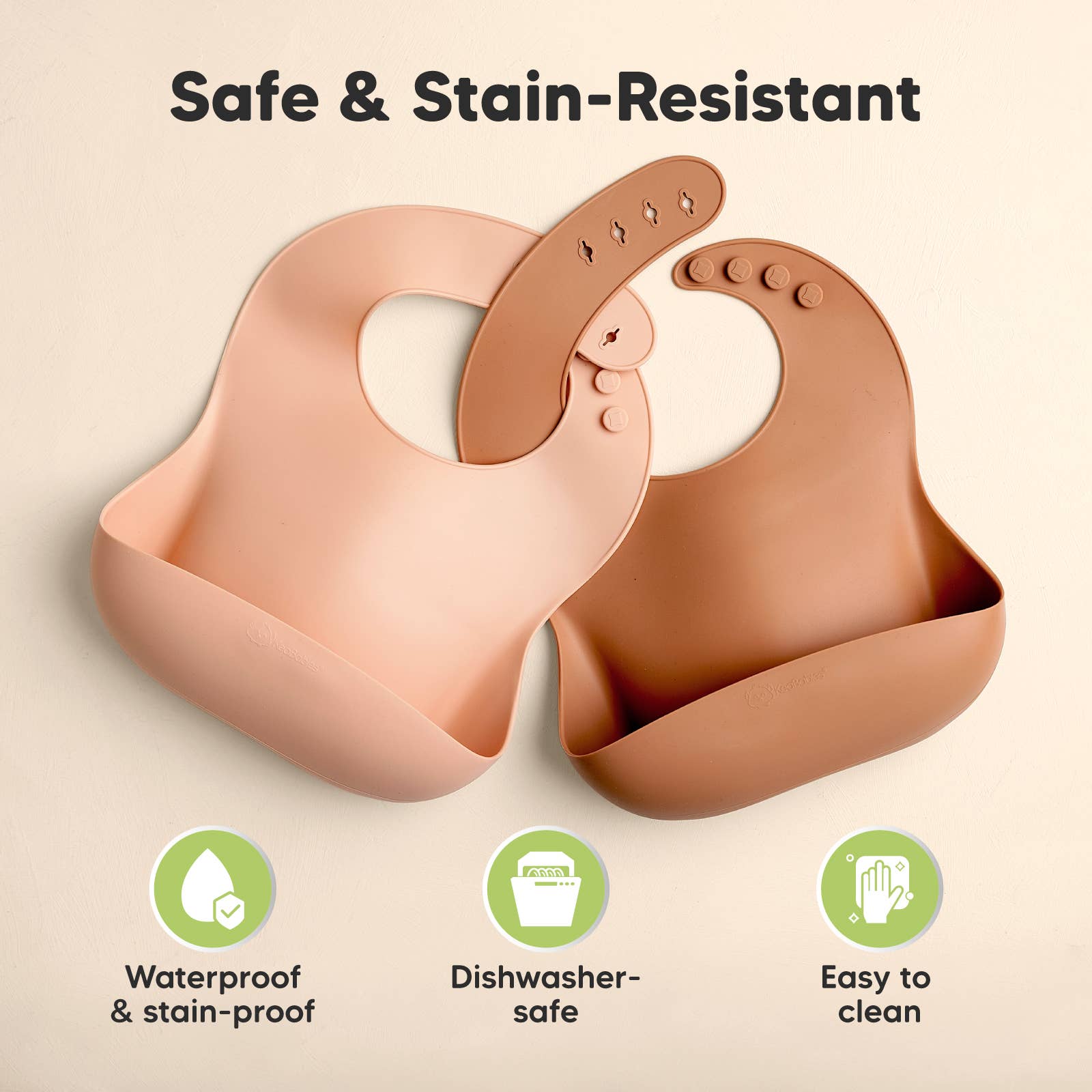 2-Pack Prep Silicone Bibs for Babies, Toddlers, Boys, Girls