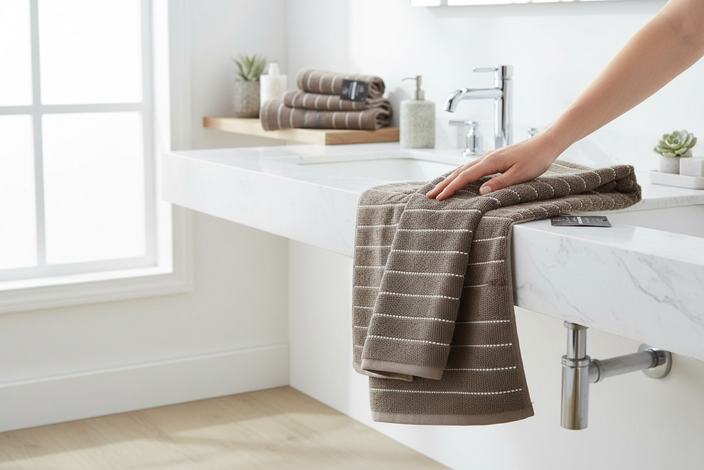 Striped Cotton Bath Towel – Soft Towel for Bathroom or Kitchen