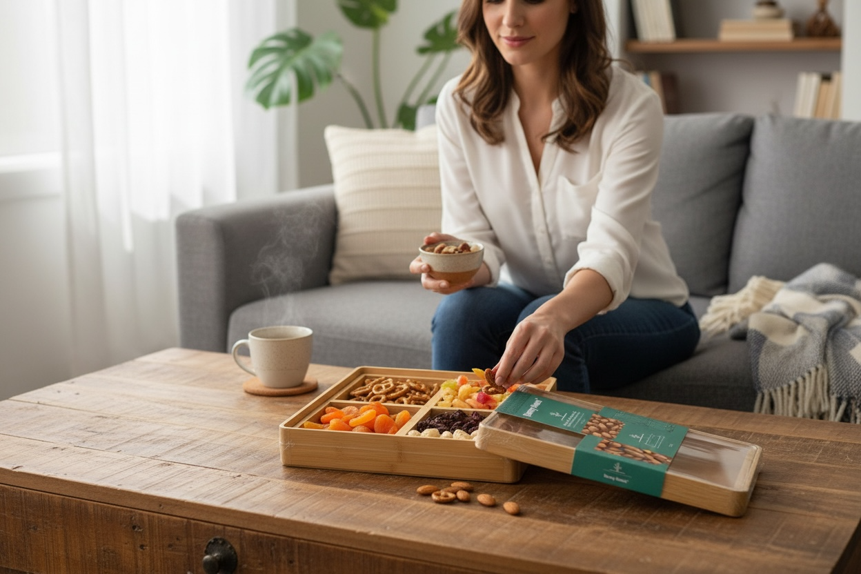 Bamboo Snack Box – 23 x 23 x 6 cm – Kitchen Snack Storage Box