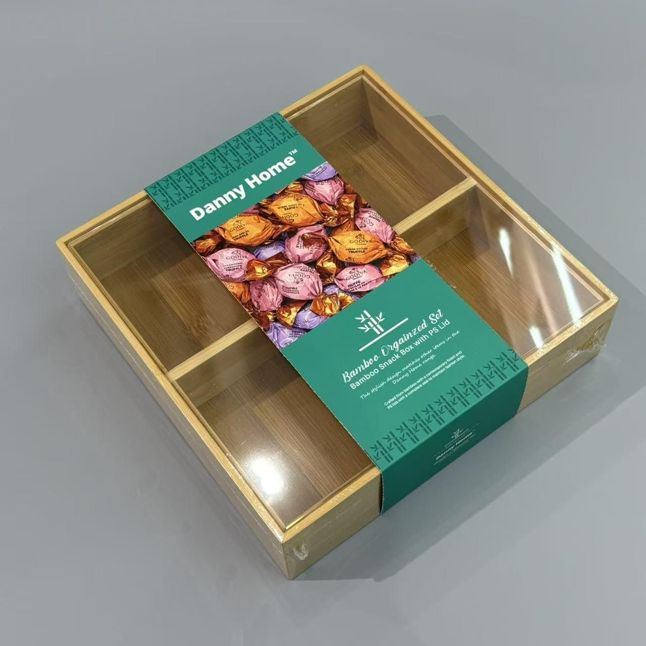 Bamboo Snack Box – 23 x 23 x 6 cm – Kitchen Snack Storage Box