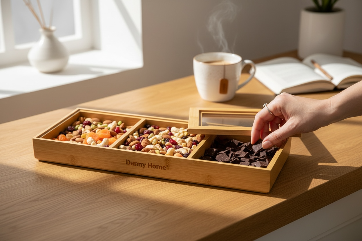 Bamboo Snack Box – 33.5 x 12.5 x 6 cm – Kitchen Snack Storage Box