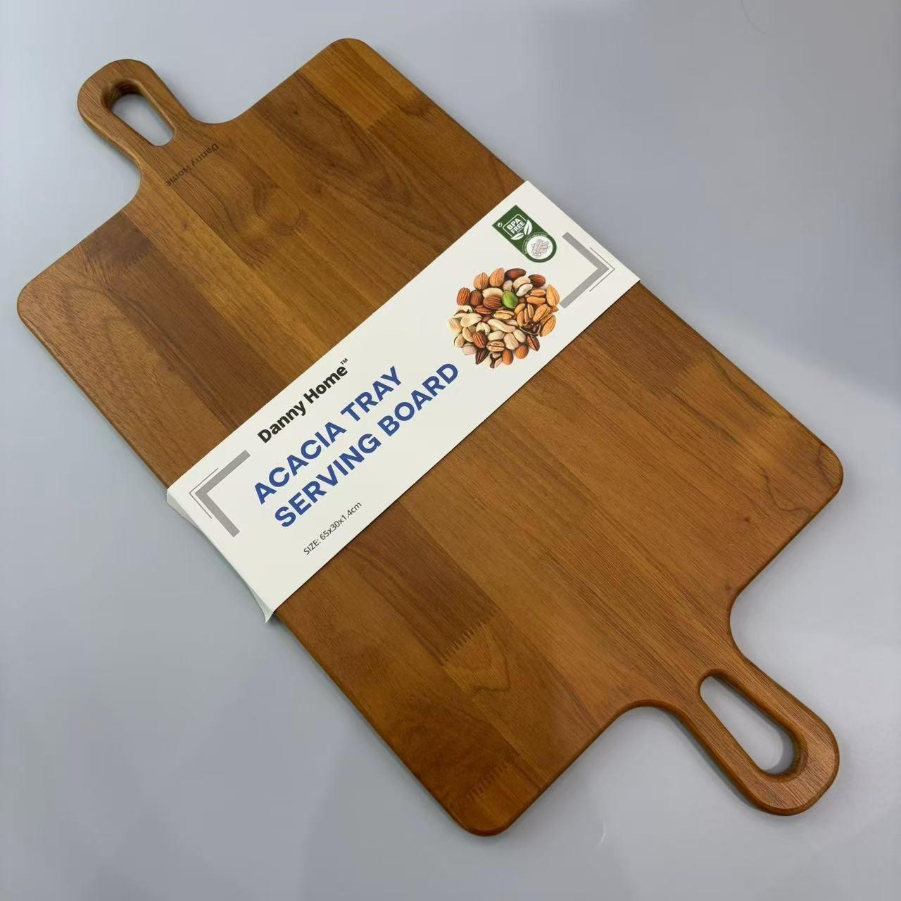 Acacia Wood Serving Tray – 65 x 30 x 1.5 cm – Serving Tray for Snacks & Drinks