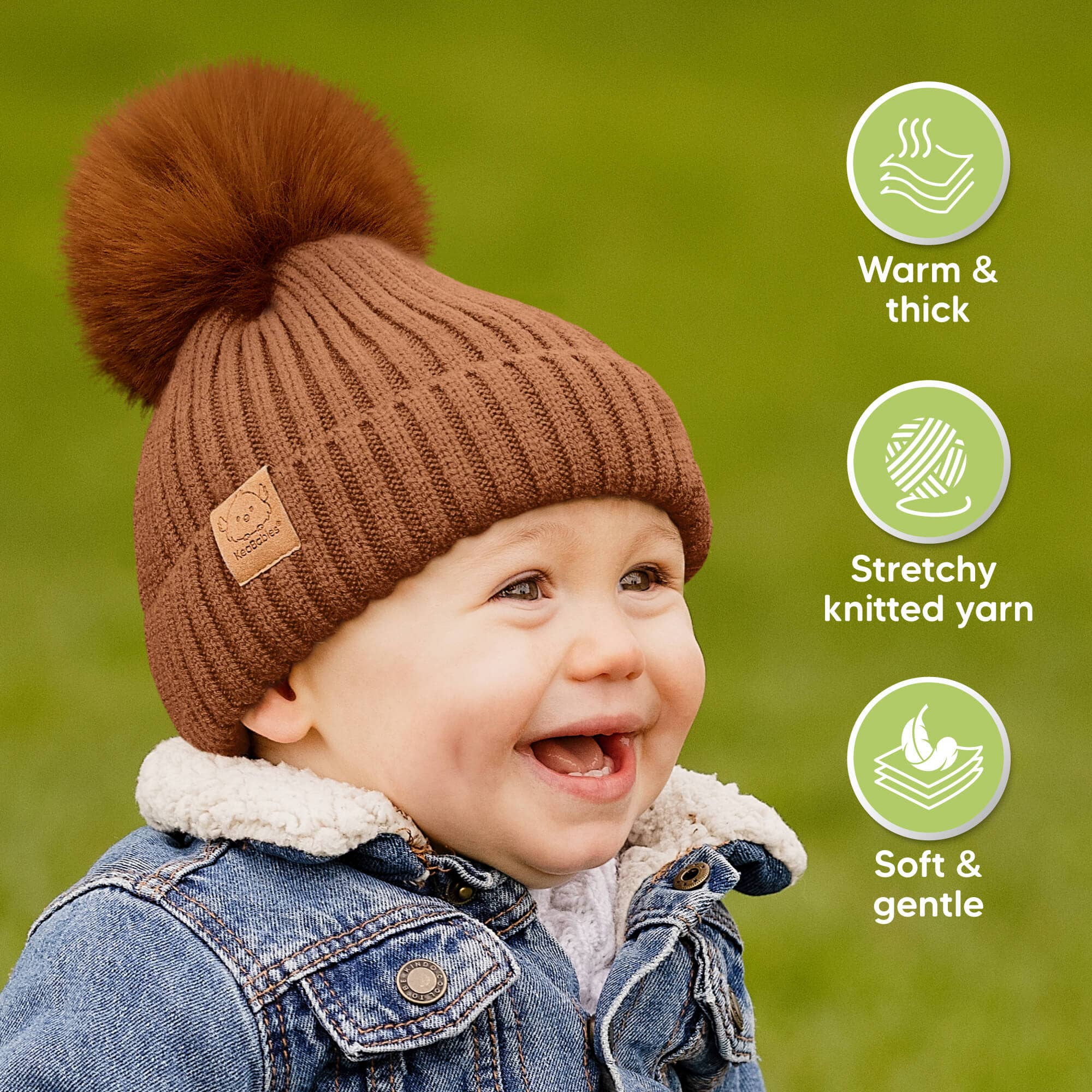 KeaBabies 2-Pack Pom Knitted Beanie