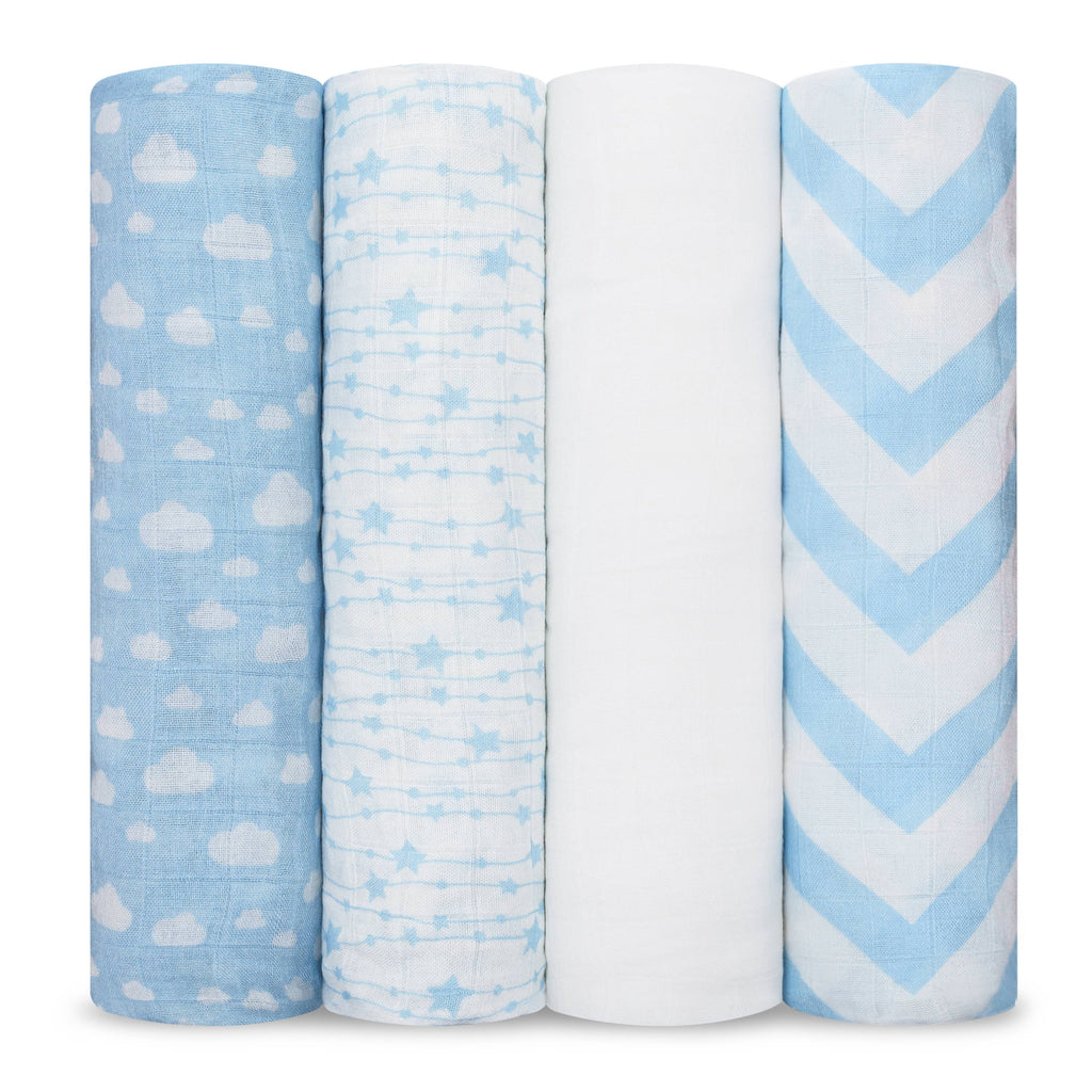 Muslin Swaddle Blankets, Pack of 4, 47" x 47" by Comfy Cubs
