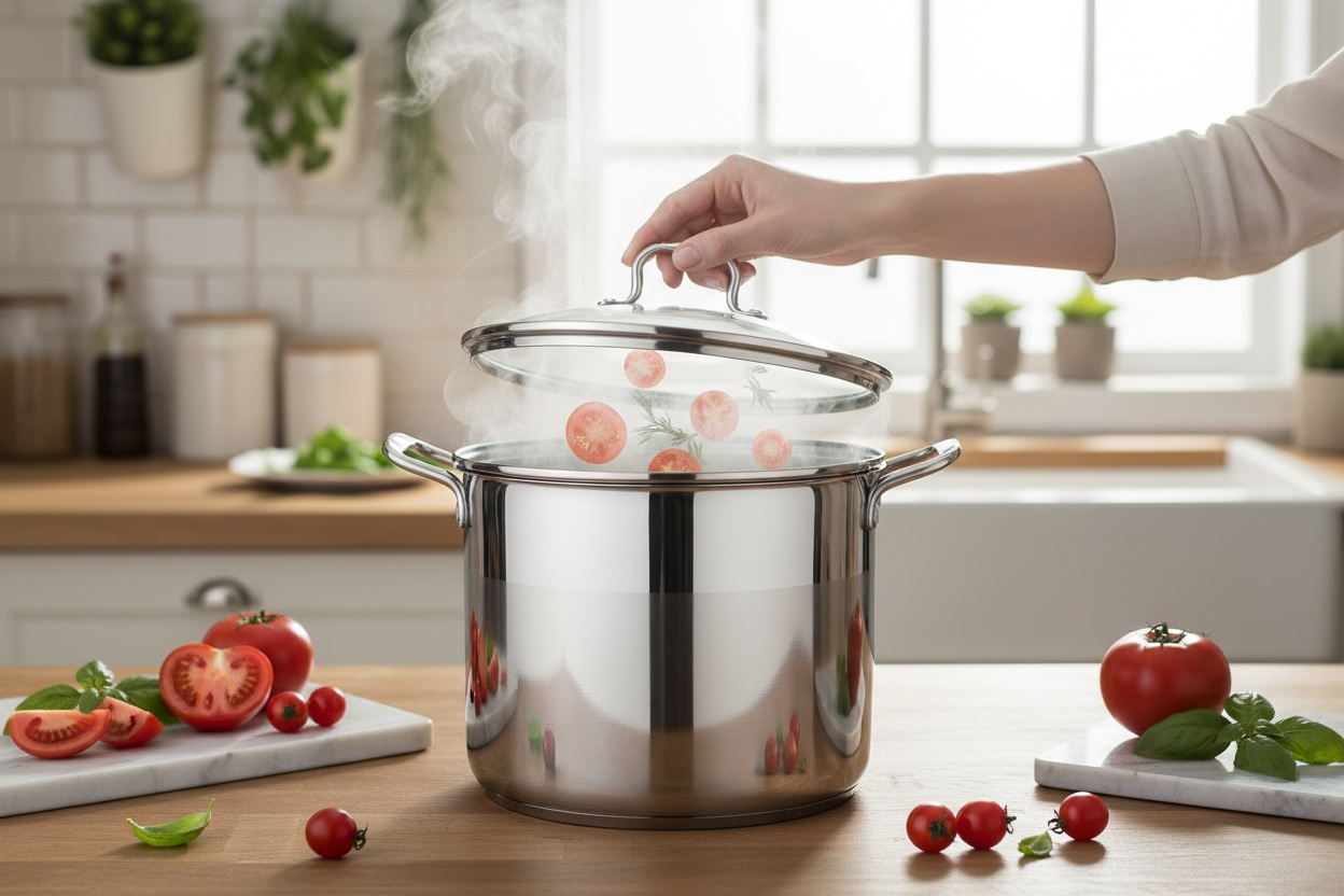 9L Stainless Steel Stock Pot – 24 x 20 cm – Home & Kitchen Use