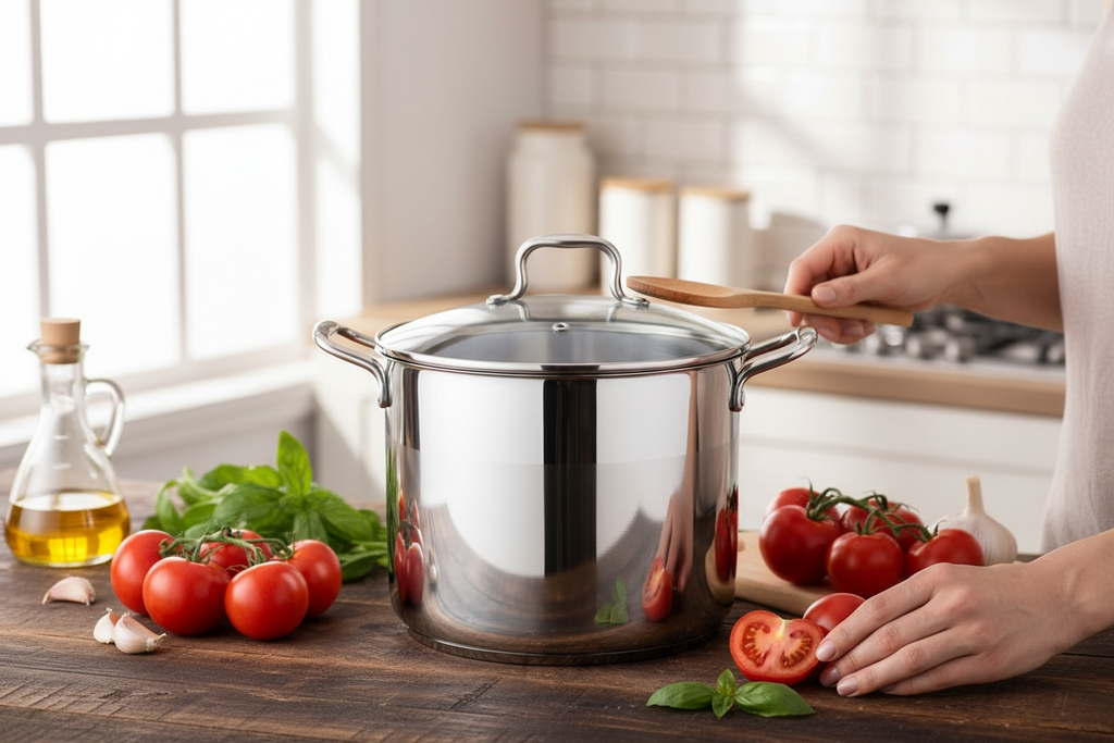 9L Stainless Steel Stock Pot – 24 x 20 cm – Home & Kitchen Use