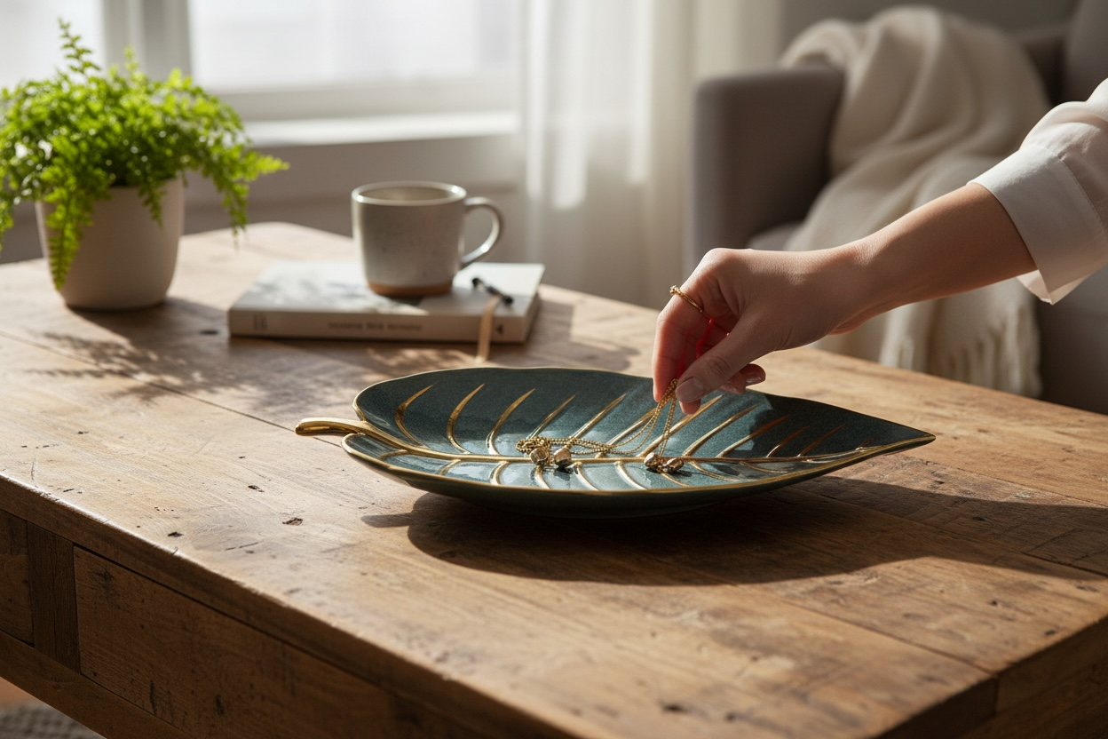 Green Leaf Serving Plate – Serving Tray for Snacks or Decor
