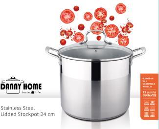 9L Stainless Steel Stock Pot – 24 x 20 cm – Home & Kitchen Use