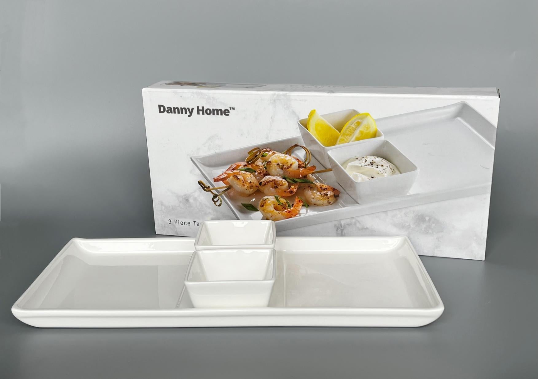 3pc Serving Plate Set – Serving Plate for Desserts and Appetizers with Dip