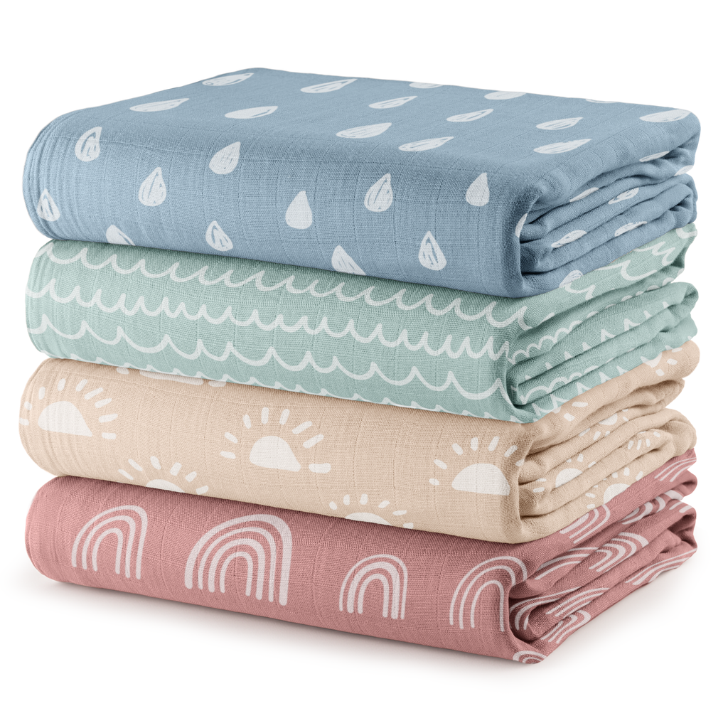Muslin Swaddle Blankets, Pack of 4, 47" x 47" by Comfy Cubs