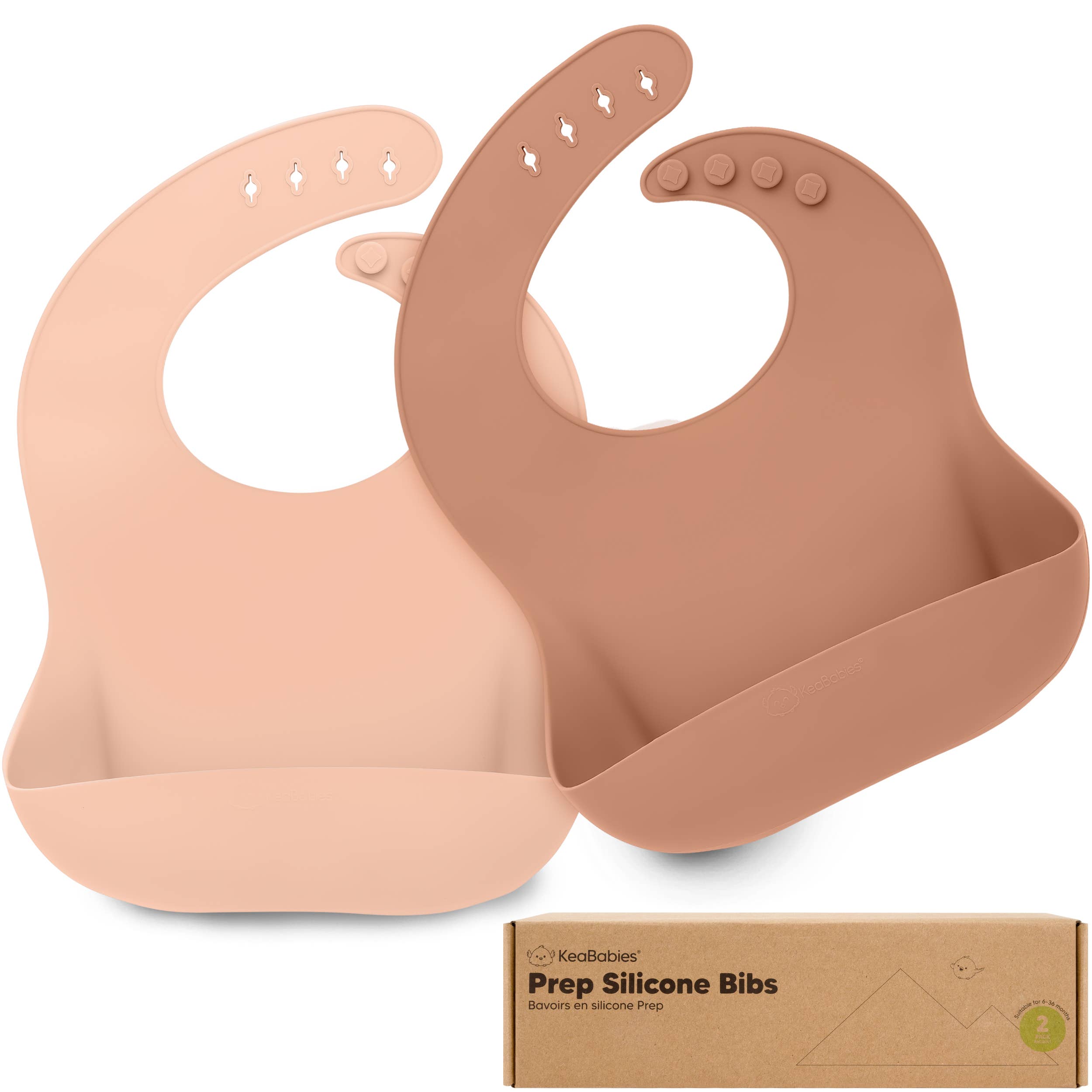2-Pack Prep Silicone Bibs for Babies, Toddlers, Boys, Girls
