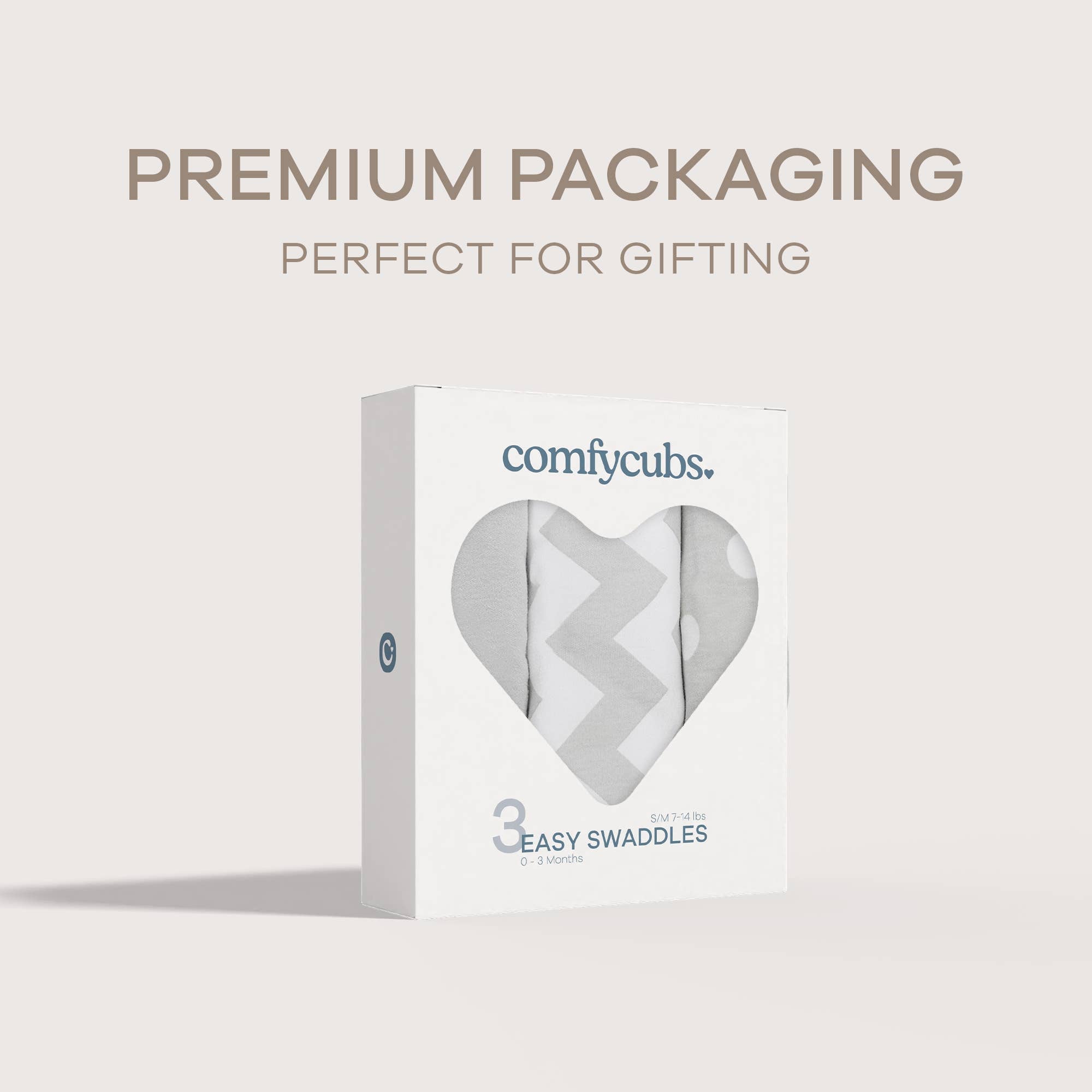 Easy Swaddle Blanket, 3 Pack - 100% Cotton by Comfy Cubs