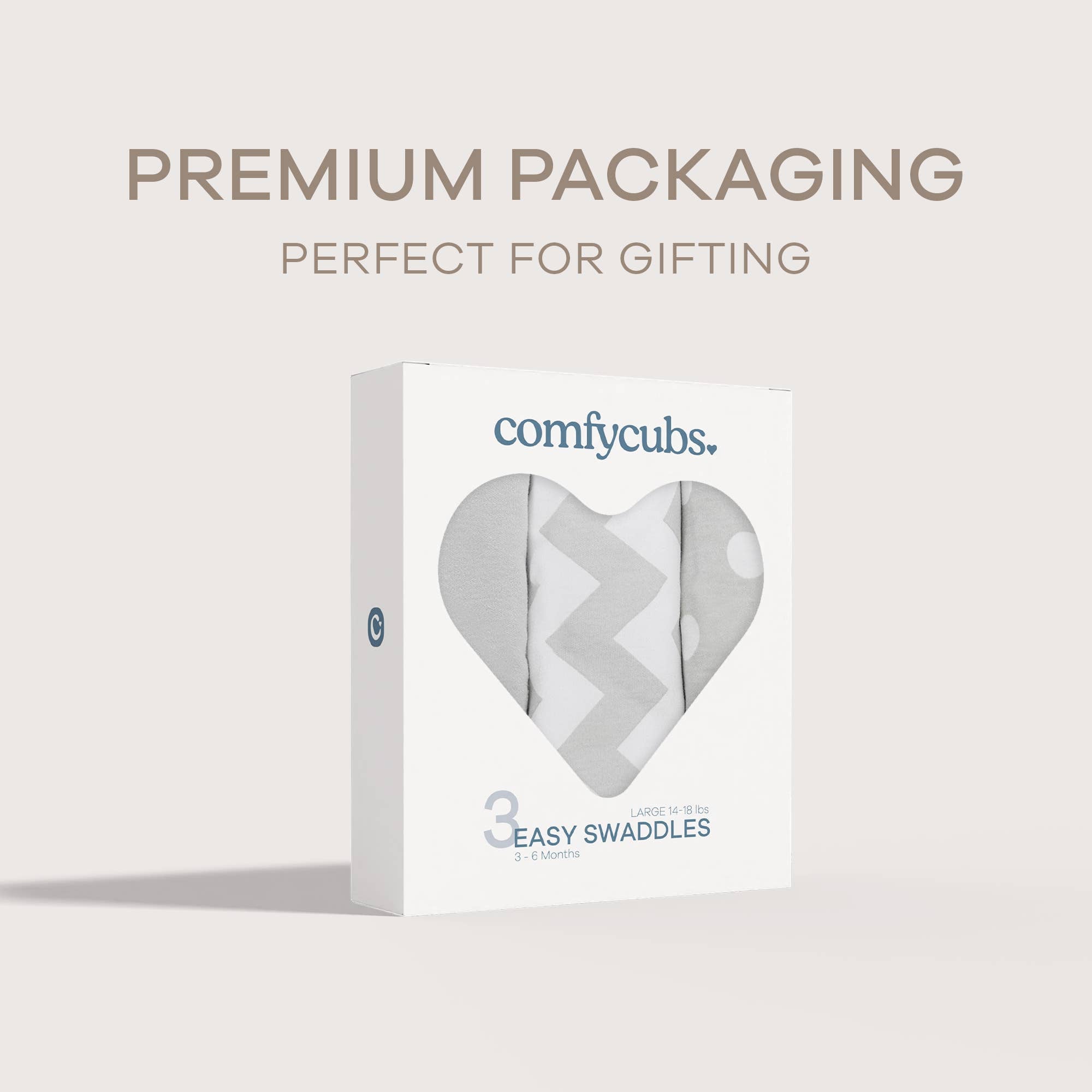 Easy Swaddle Blanket, 3 Pack - 100% Cotton by Comfy Cubs