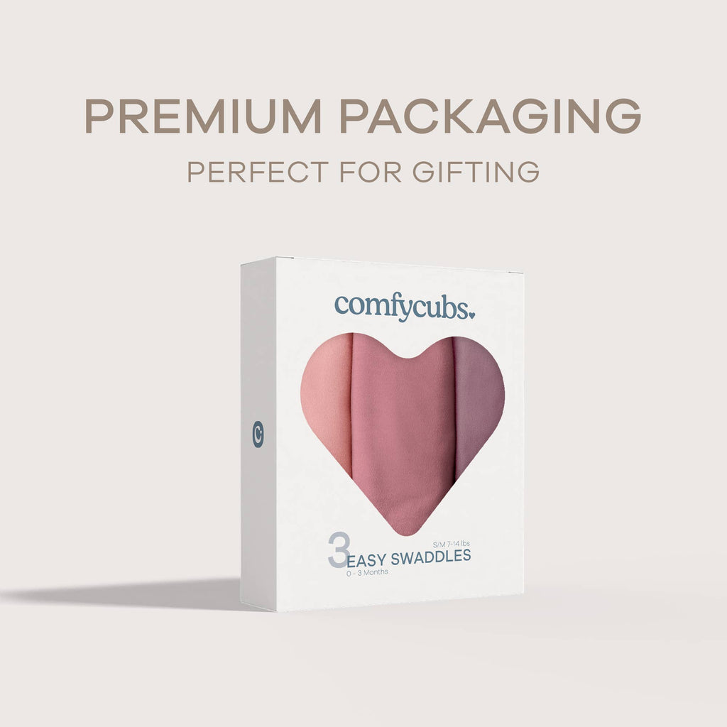 Easy Swaddle Blanket, 3 Pack - 100% Cotton by Comfy Cubs